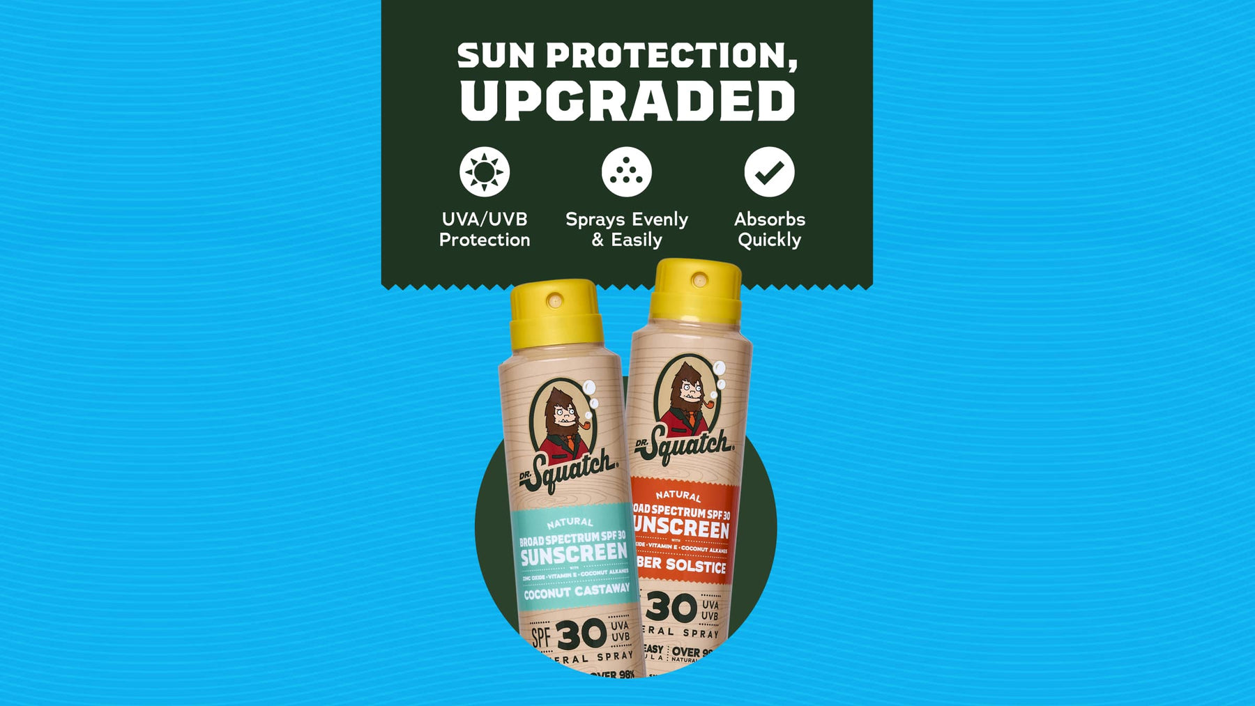 Dr. Squatch Spray Sunscreen 2-Pack | SPF 30 UVA/UVB Protection | Non-Greasy Mineral Sunscreen for Men - Classic Travel Set