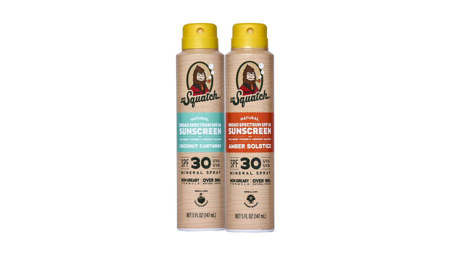 Dr. Squatch Spray Sunscreen 2-Pack | SPF 30 UVA/UVB Protection | Non-Greasy Mineral Sunscreen for Men - Classic Travel Set